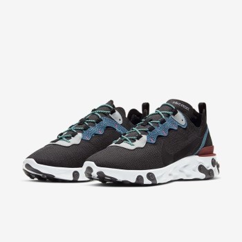 Nike React Element 55 SE - Férfi Utcai Cipő - Sötét Szürke/Platina/Piros/Kék